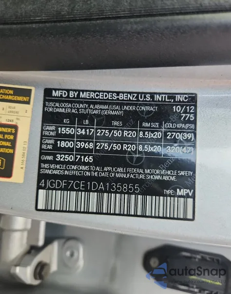 2013 Mercedes-Benz Gl 450 4Matic из США, поврежденный, VIN 4JGDF7CE1DA135855